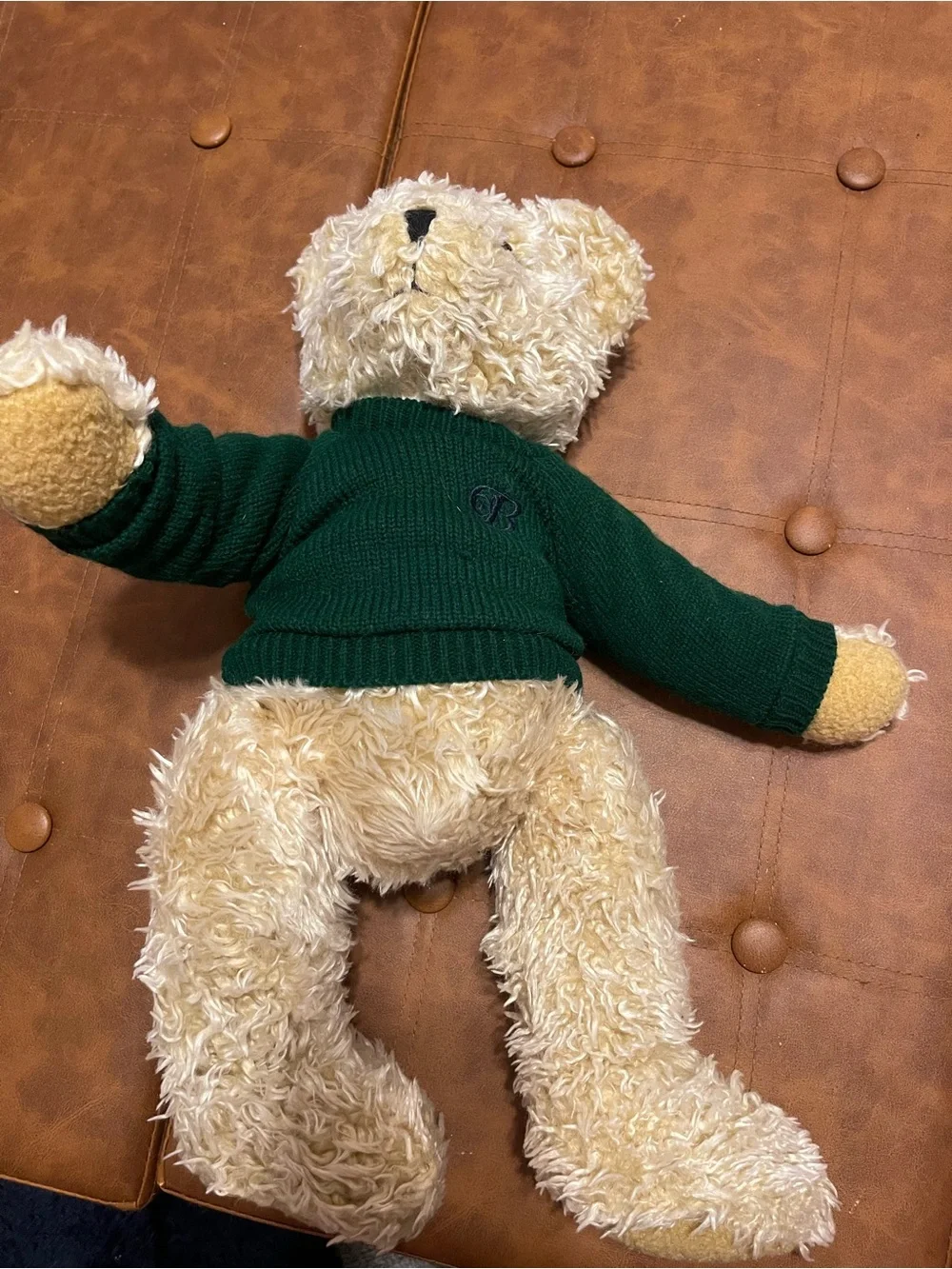 Vintage 1997 Belkie Bear Plush 19” Jointed Teddy Bear w/ Green Sweater